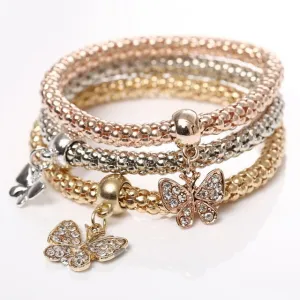 3 Pcs/Set Heart Charm Crystal Bracelets & Bangles