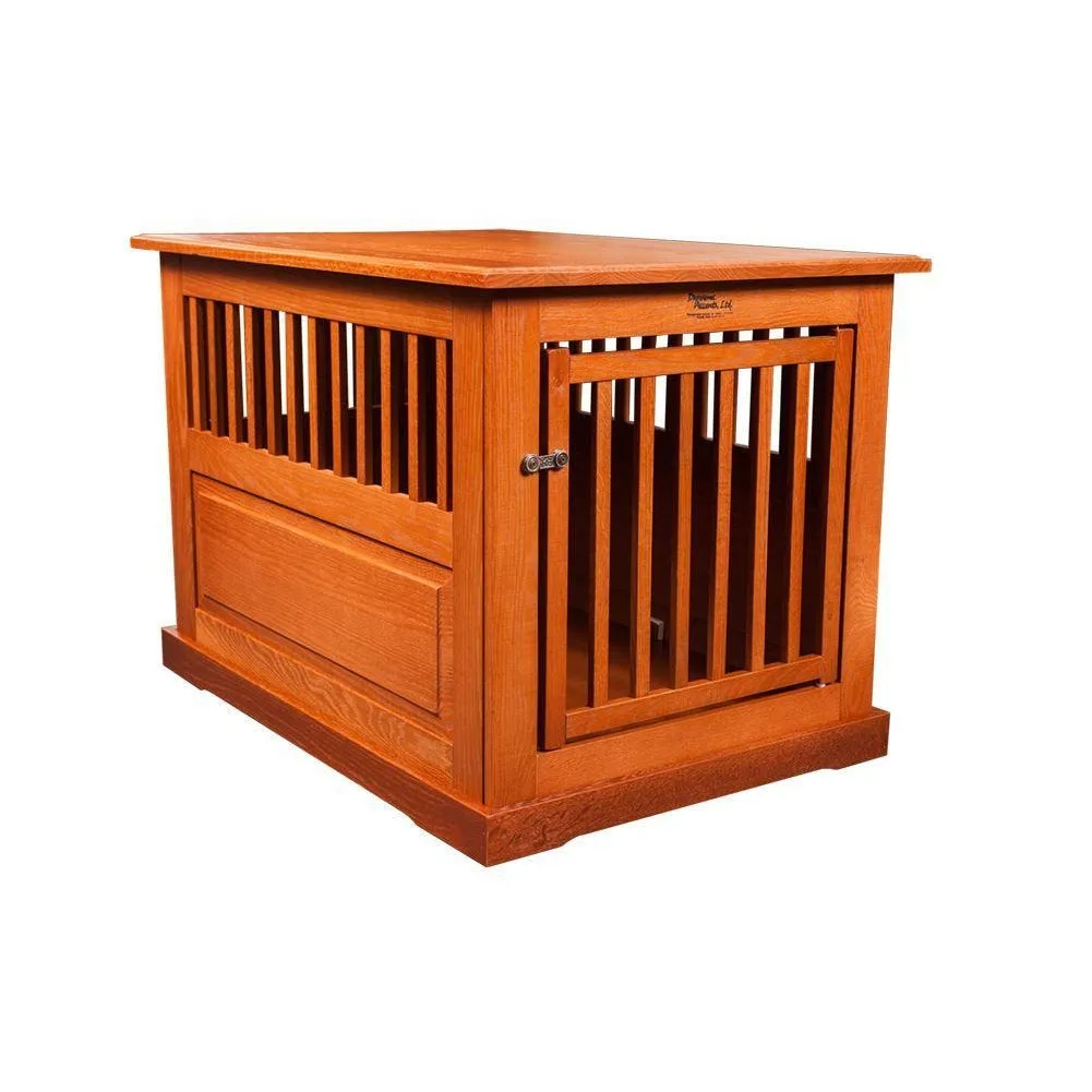 Amish Handcrafted Fortress Oak End Table Pet Crates