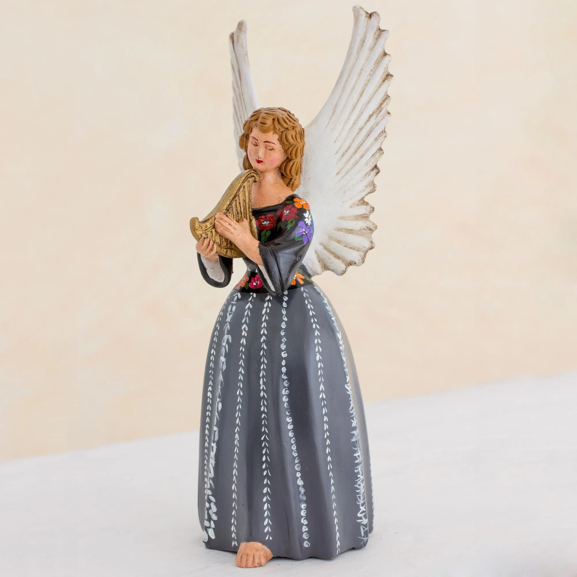 Angel from San Pedro la Laguna Handcrafted Guatemalan Ceramic Angel Musician Sculpture