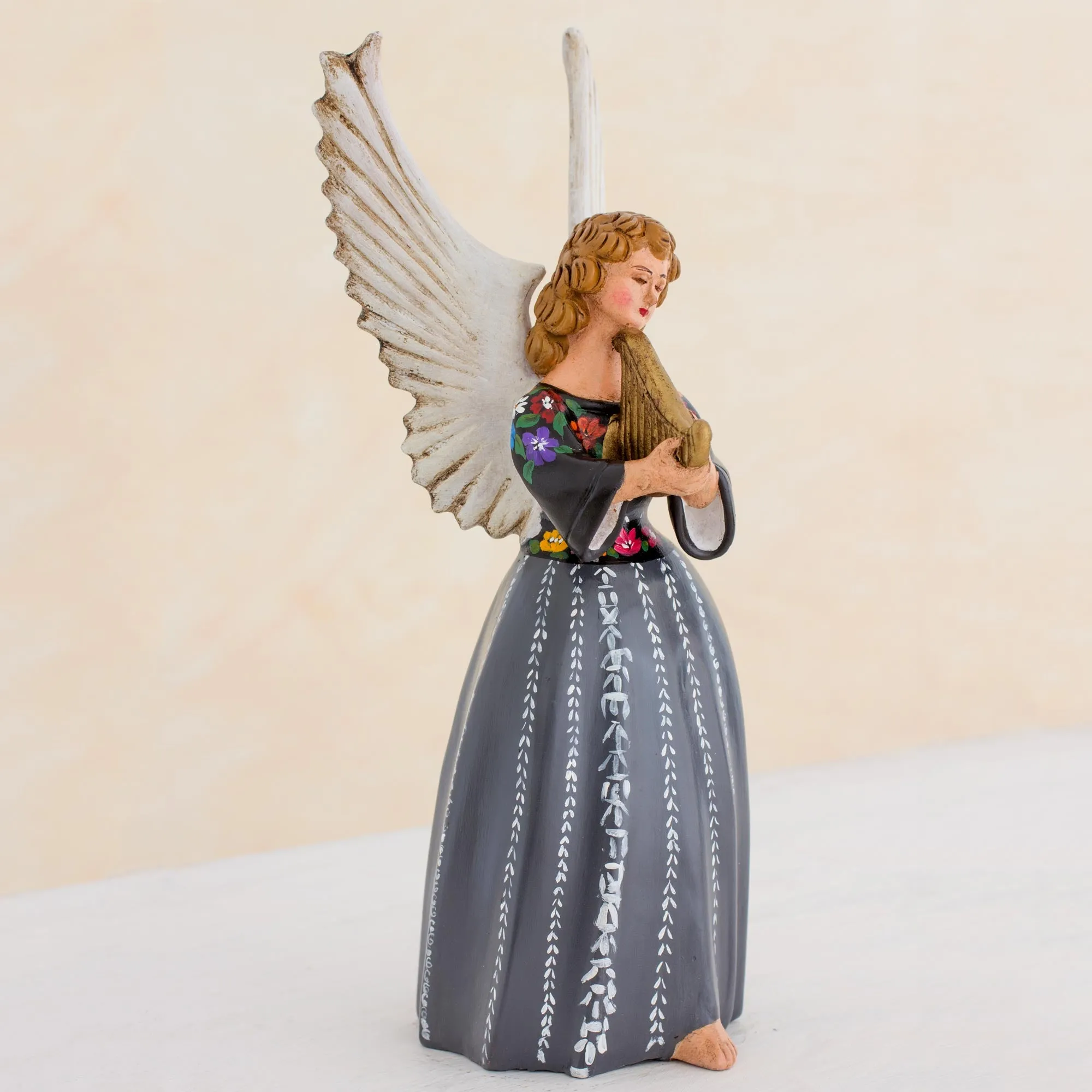 Angel from San Pedro la Laguna Handcrafted Guatemalan Ceramic Angel Musician Sculpture