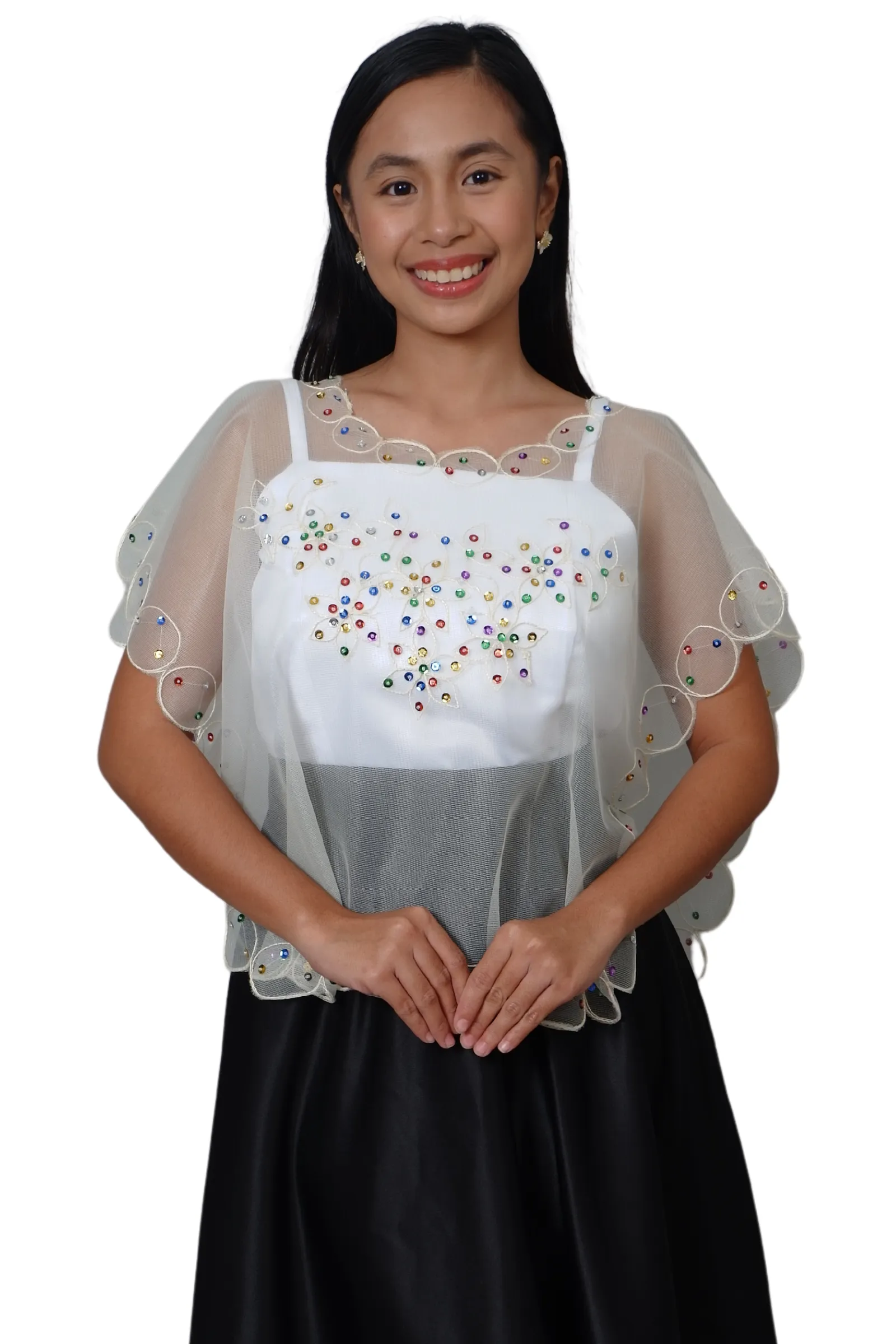 Beige Kimona Filipiniana Top - Mirabel JK16