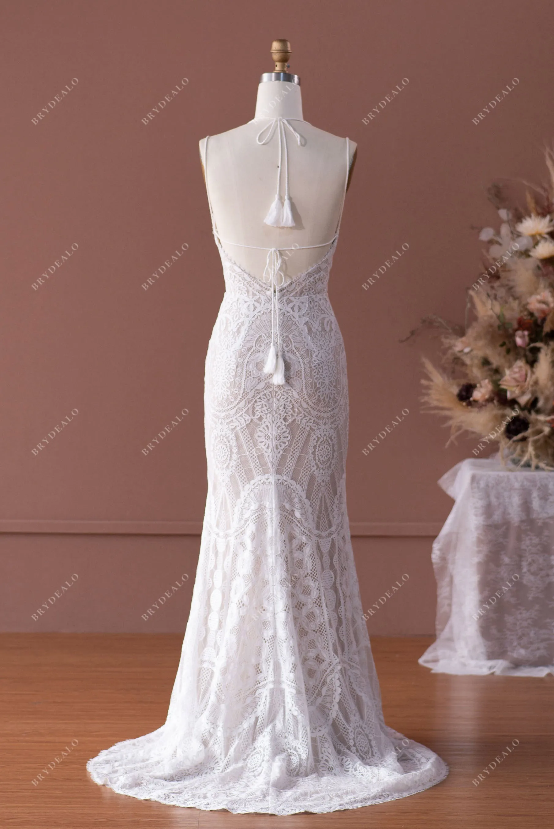 Boho Lace Tassel Fit & Flare Wedding Dress