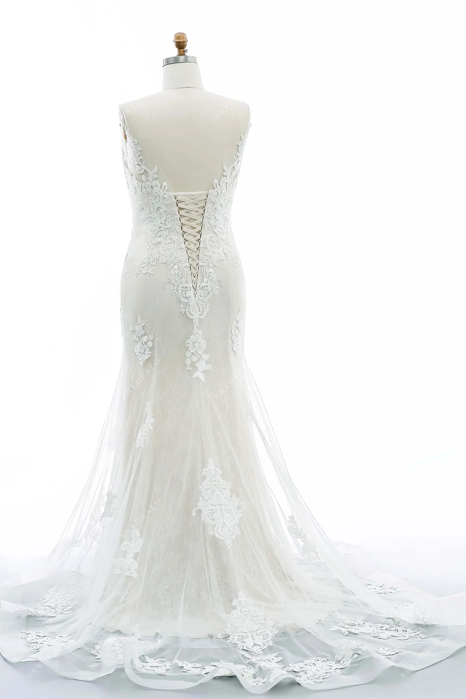 Champagne V-neck Plus Size Mermaid Bridal Gown