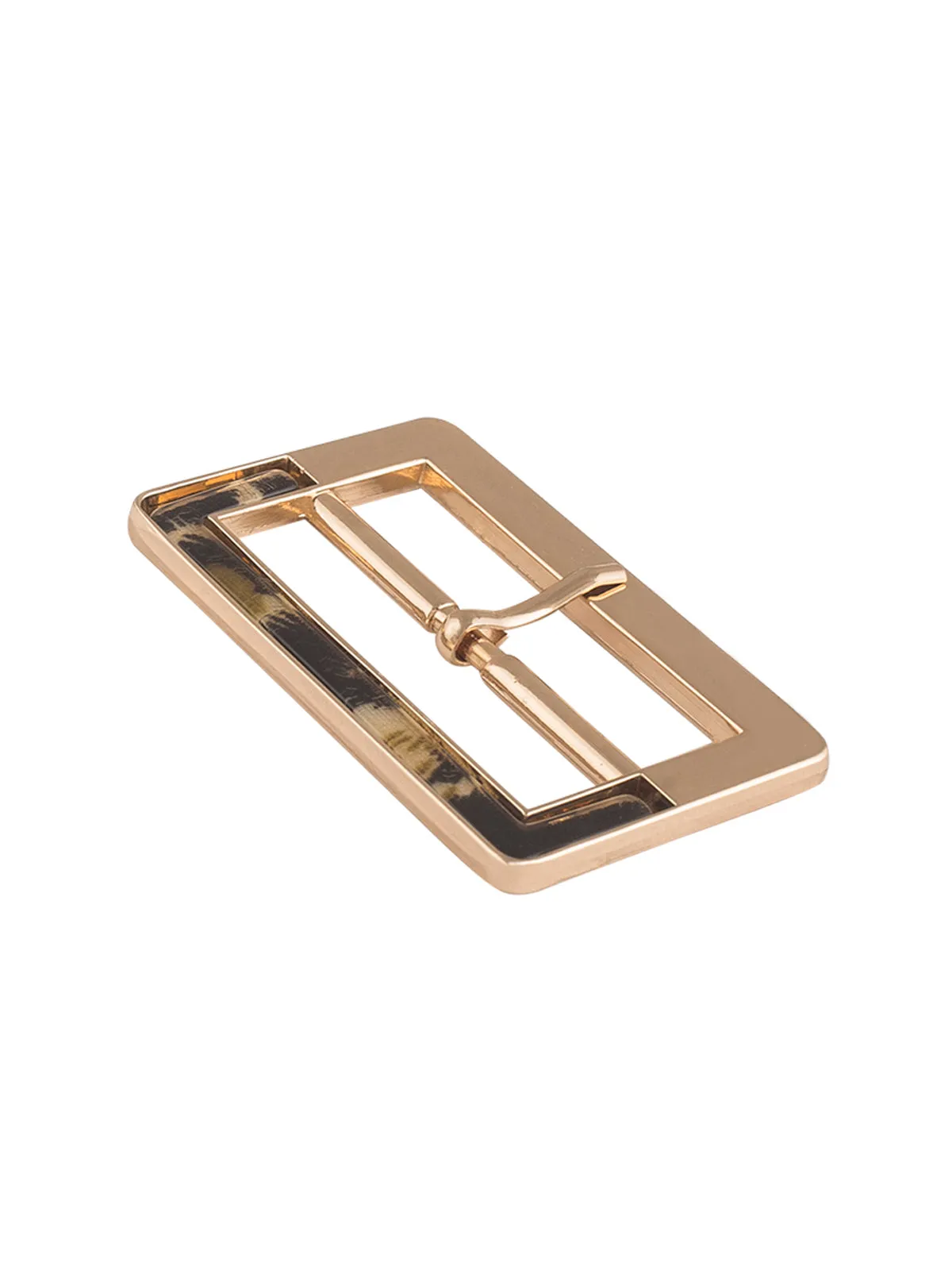 Classic Shiny Gold with Leopard Print Belt Buckle with Prong