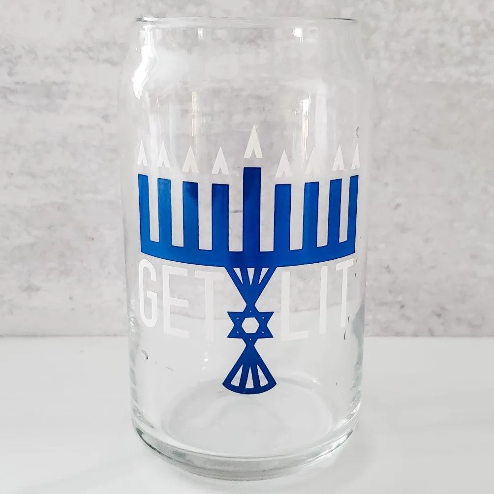 Color Changing Get Lit Hanukkah Glass Can Cup by Salt and Sparkle