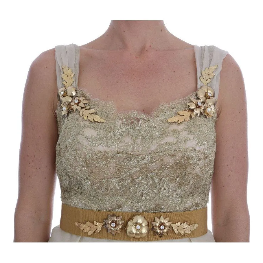 Dolce & Gabbana Elegant Embellished Lace & Organza Silk Dress