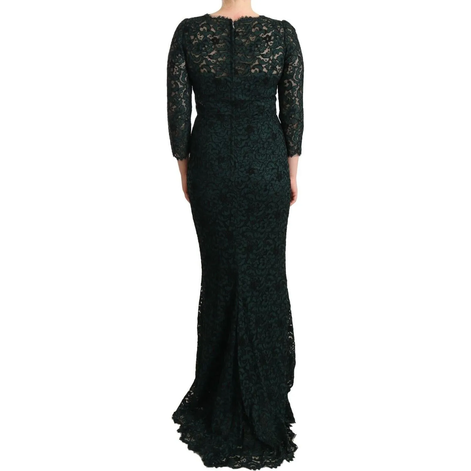 Dolce & Gabbana Elegant Lace Floor-Length V-Neck Dress