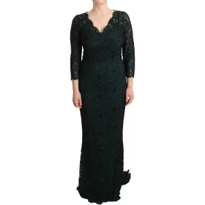 Dolce & Gabbana Elegant Lace Floor-Length V-Neck Dress