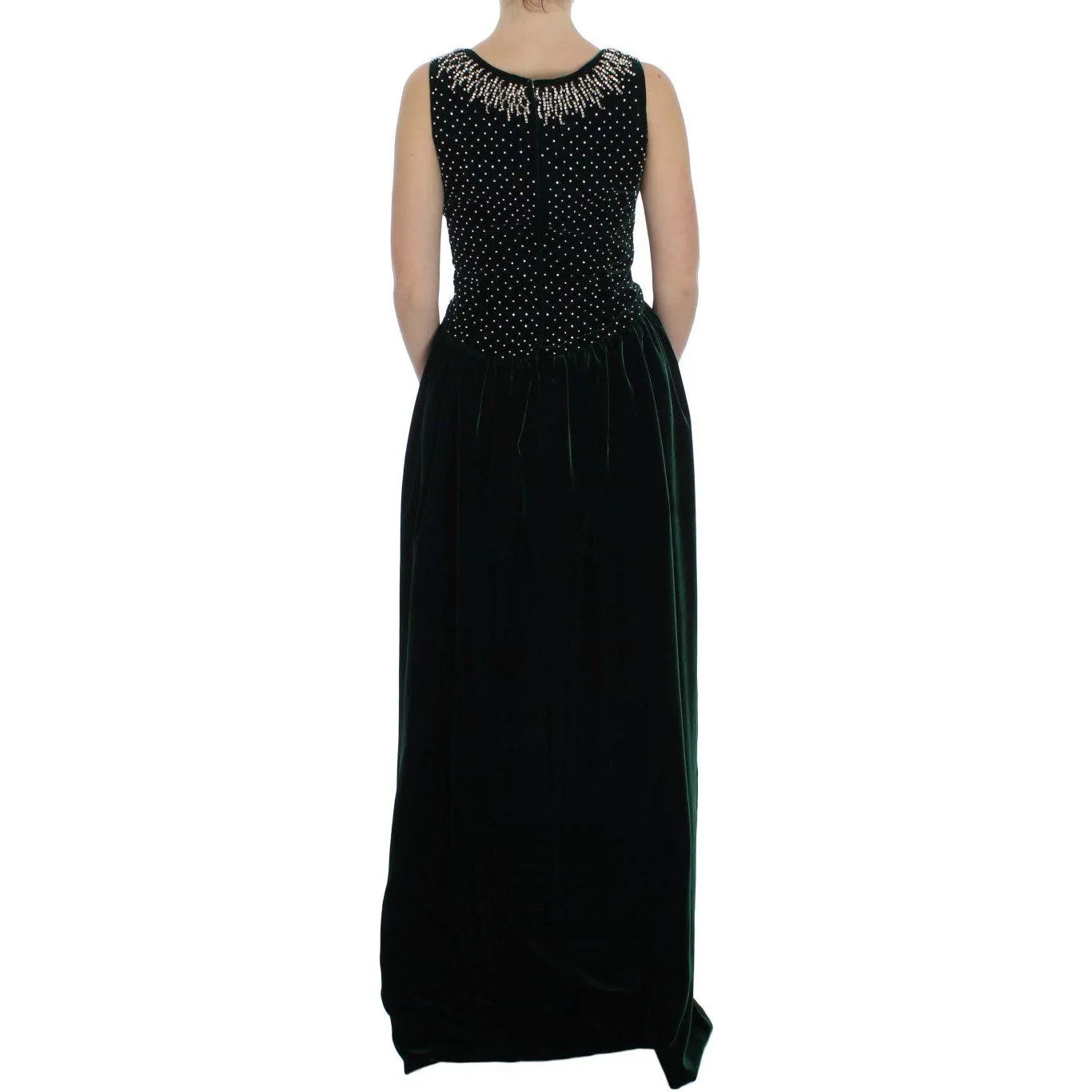 Dolce & Gabbana Enchanted Emerald Velvet Crystal Maxi Dress