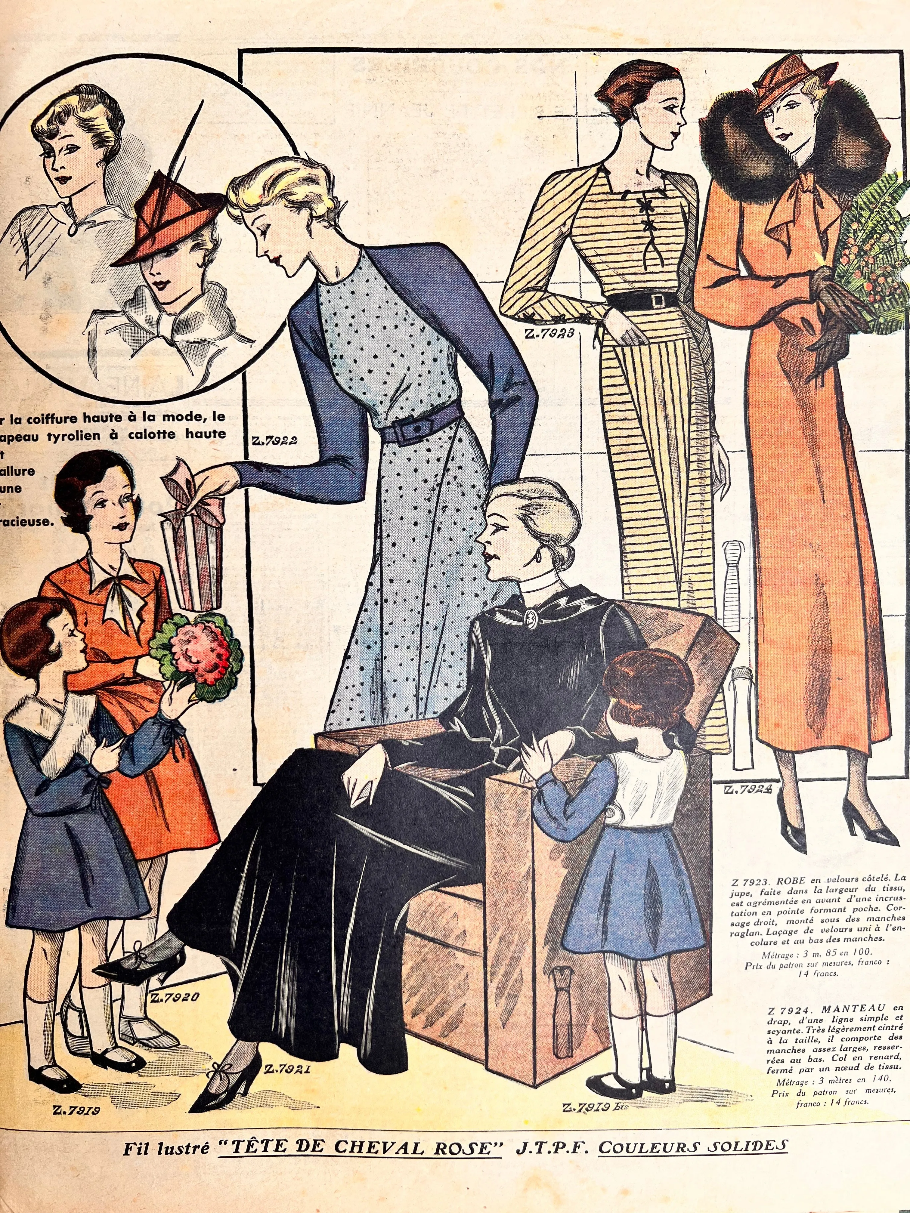 Elegant Little Girls and Their dolls in January 1935 French Fashion Paper Le Petit Echo de la Mode