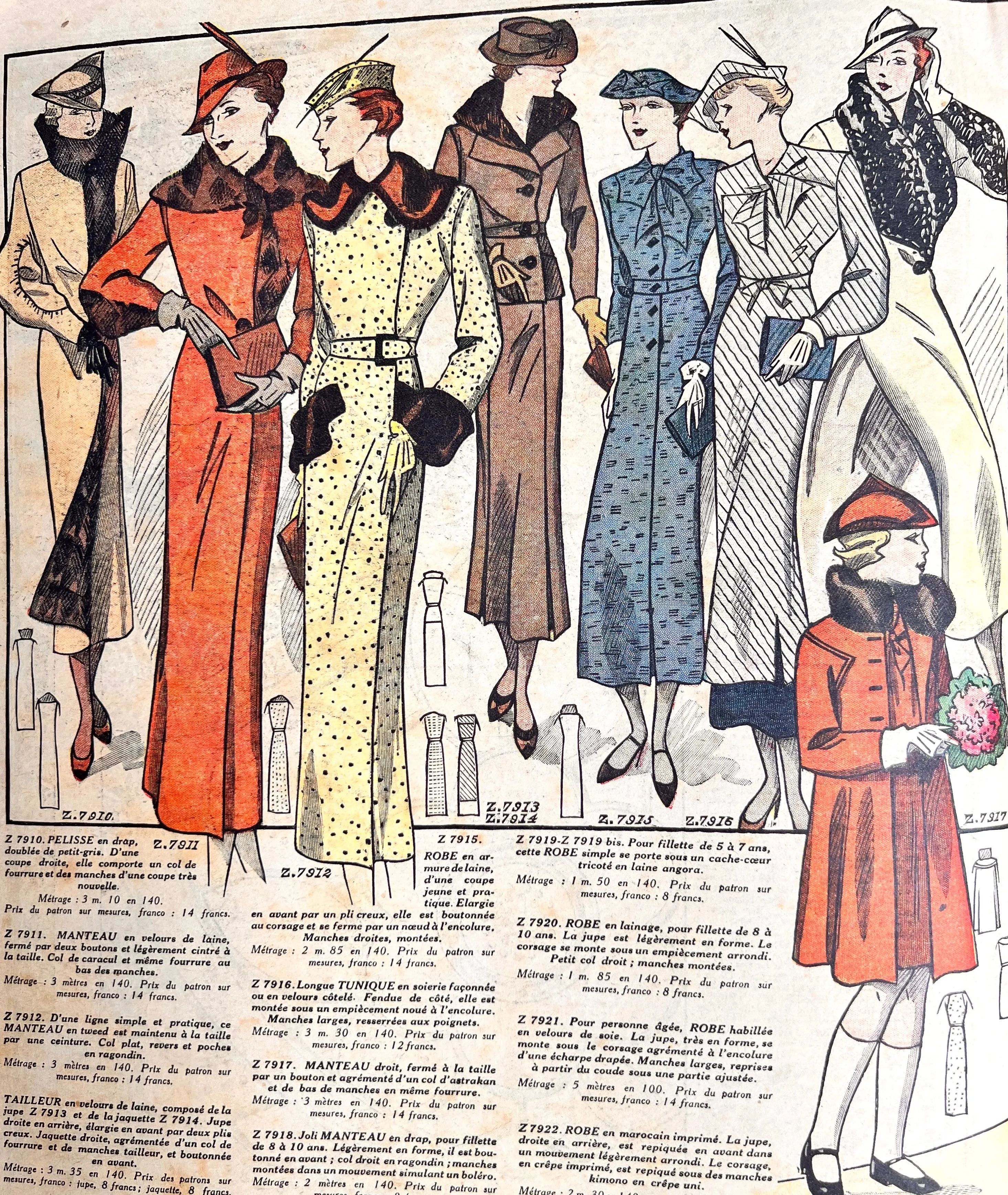 Elegant Little Girls and Their dolls in January 1935 French Fashion Paper Le Petit Echo de la Mode