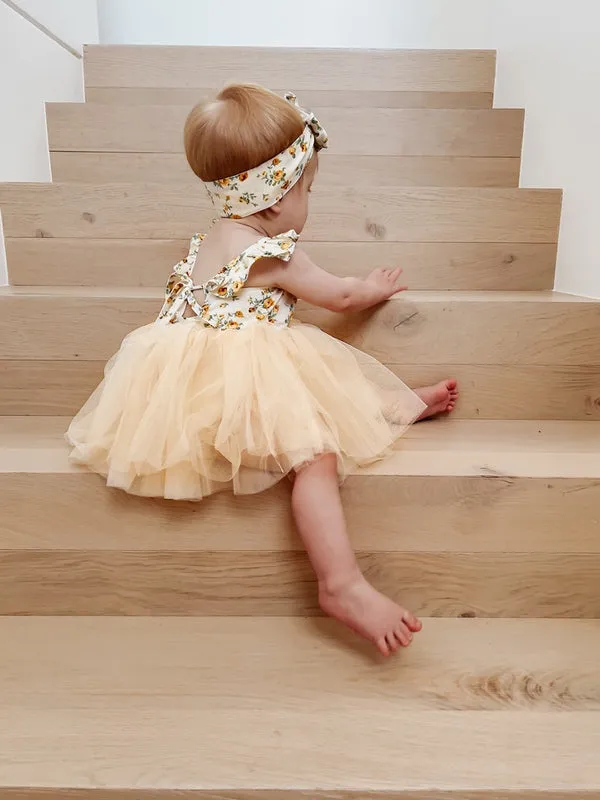 Eloise Yellow Floral Baby Tutu Dress