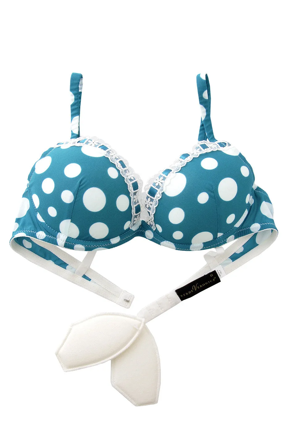 Emerald White Polka Dots Bra