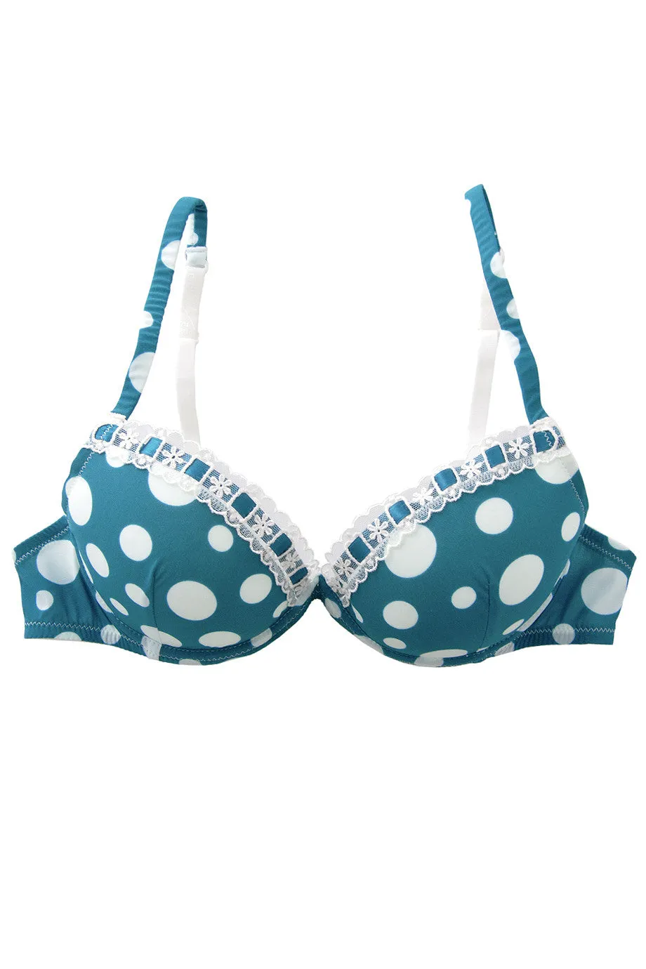 Emerald White Polka Dots Bra