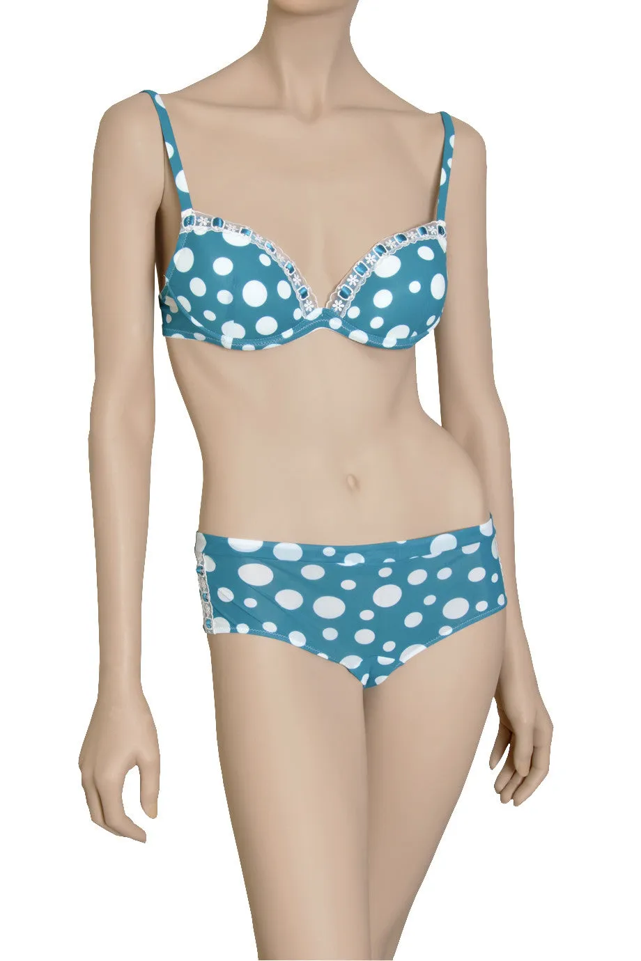 Emerald White Polka Dots Bra