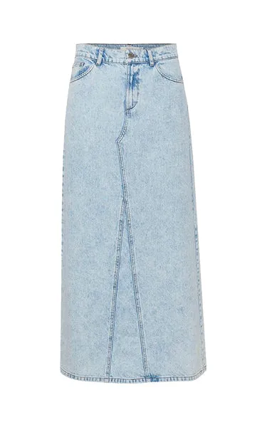 Gestuz Long Denim Skirt Pale Blue