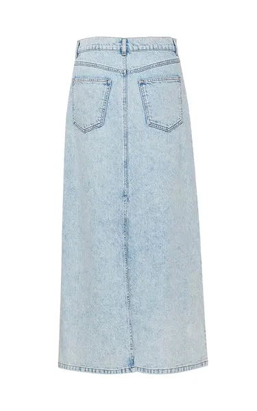 Gestuz Long Denim Skirt Pale Blue