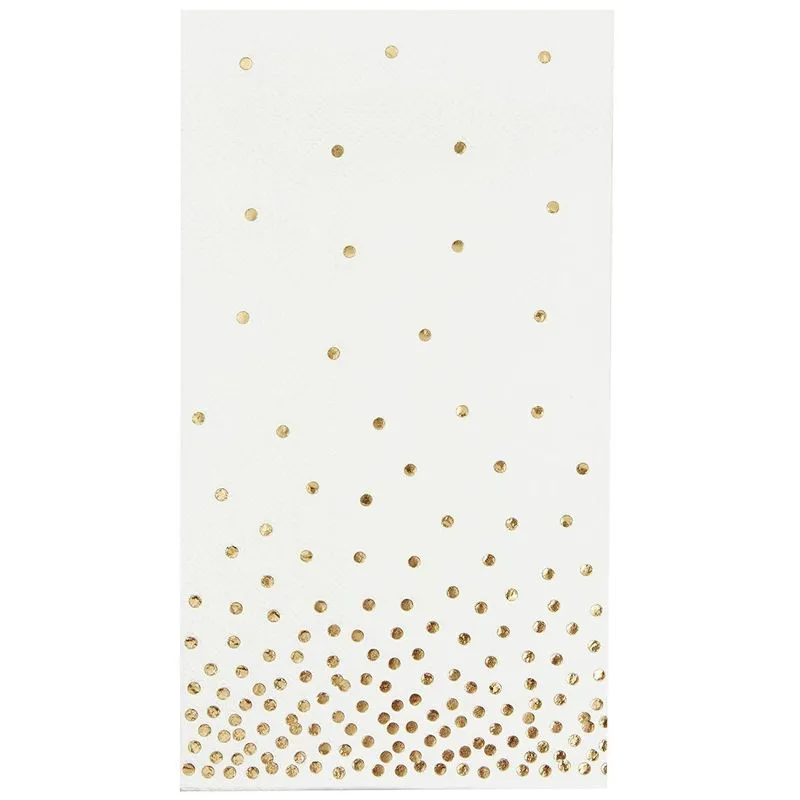 Gold Foil Polka Dot Confetti Paper Napkins for Party (4 x 8 Inches, 50 Pack)