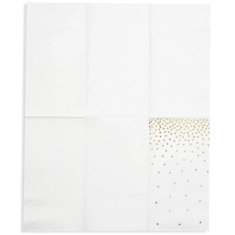 Gold Foil Polka Dot Confetti Paper Napkins for Party (4 x 8 Inches, 50 Pack)