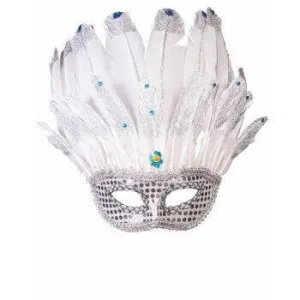 Half Mask with Feathers & Glitter