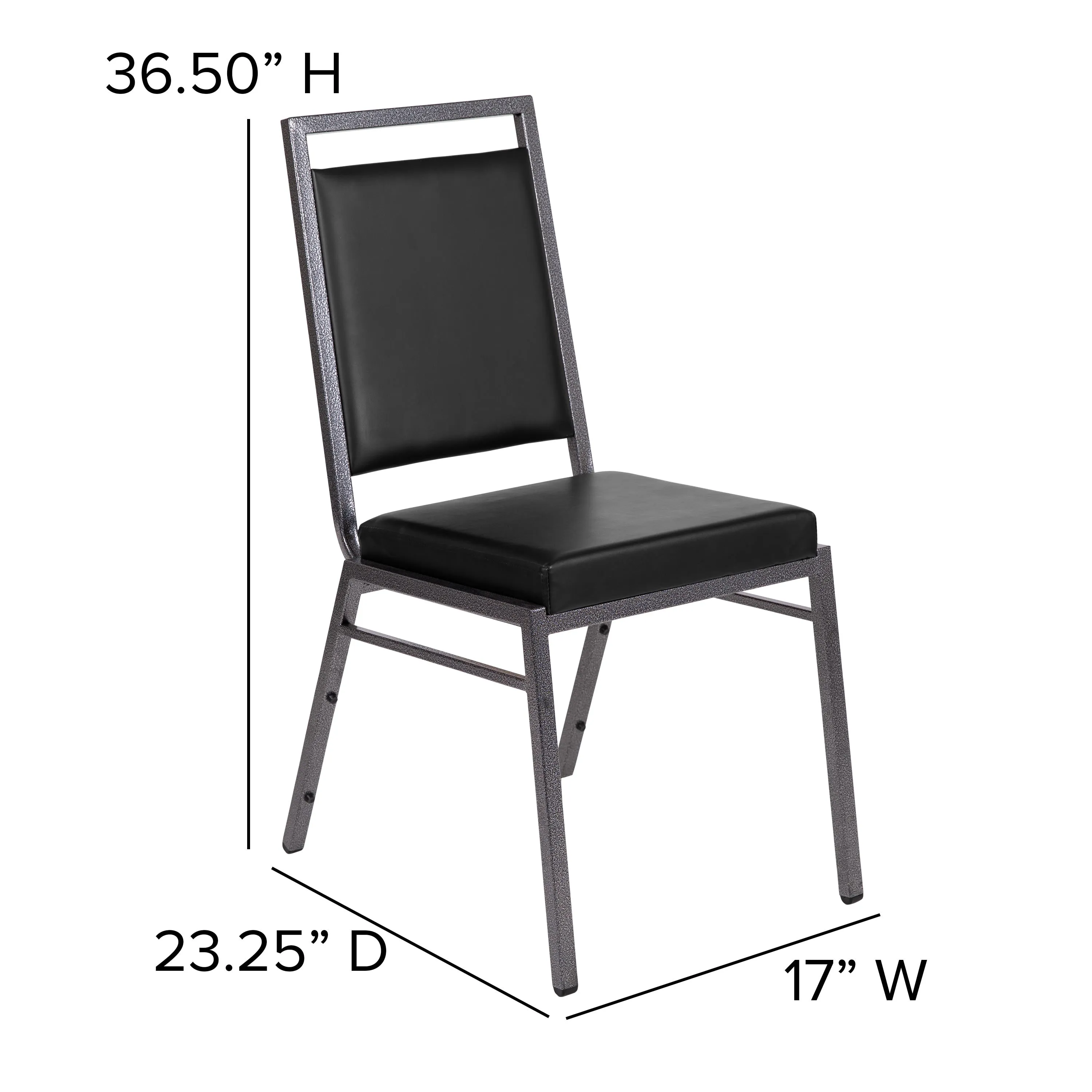 HERCULES Series Square Back Stacking Banquet Chair with Silvervein Frame