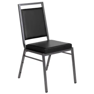 HERCULES Series Square Back Stacking Banquet Chair with Silvervein Frame