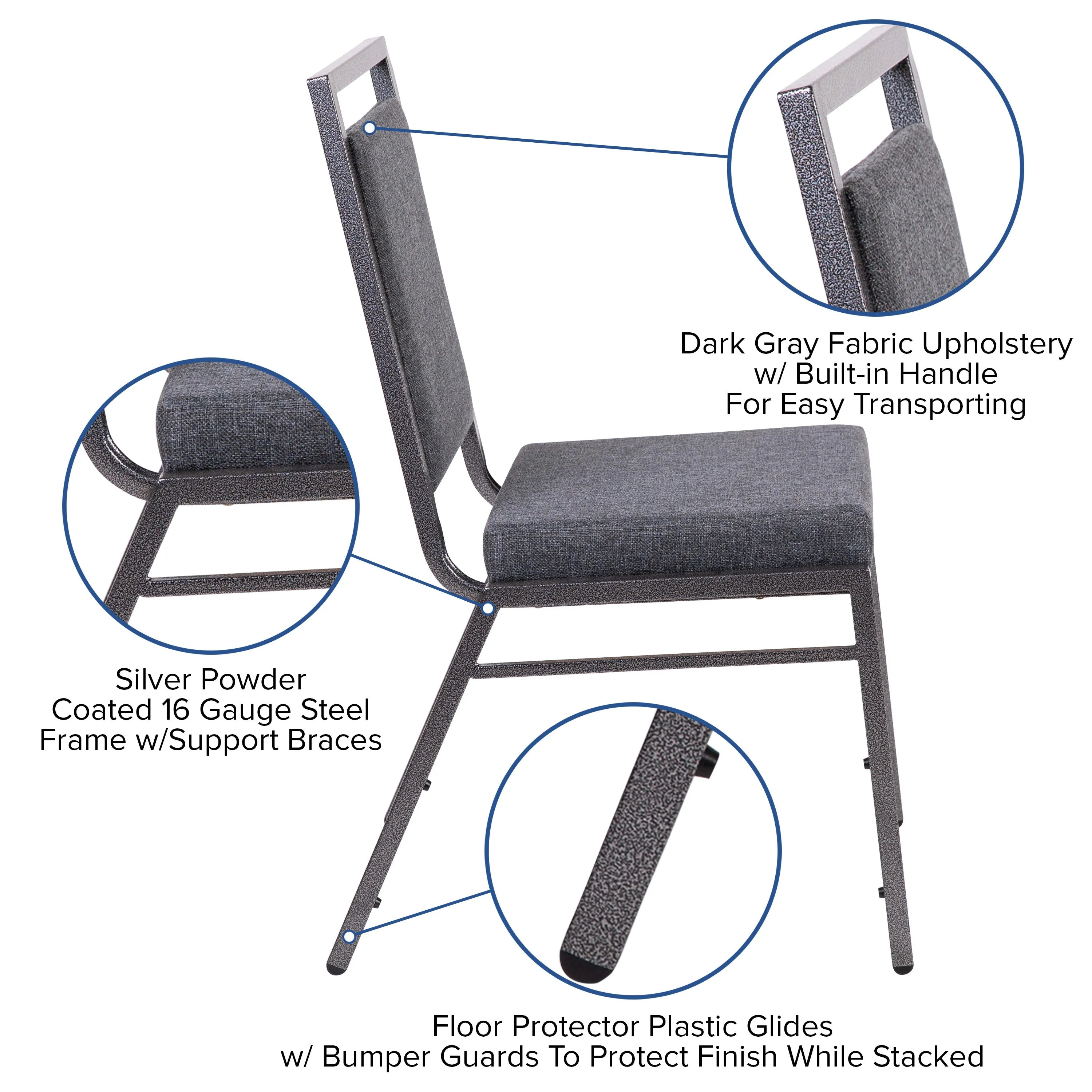 HERCULES Series Square Back Stacking Banquet Chair with Silvervein Frame