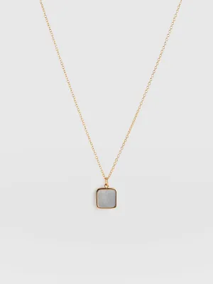 Iridescence Square Charm Necklace - Gold