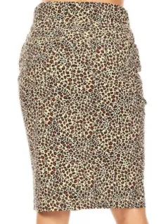 Leopard Elastic Waist Pencil Skirt