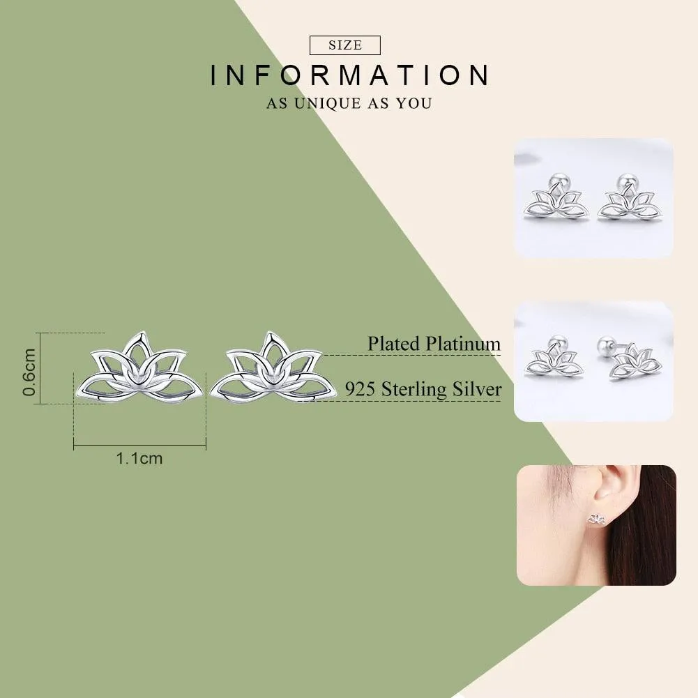 'Lotus Flower' Sterling Silver Stud Earrings