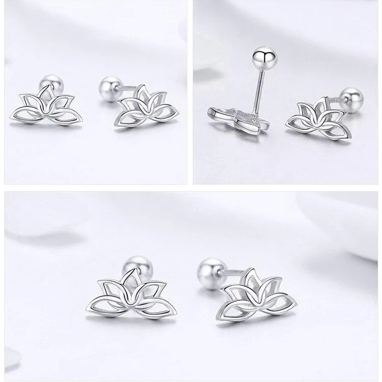 'Lotus Flower' Sterling Silver Stud Earrings