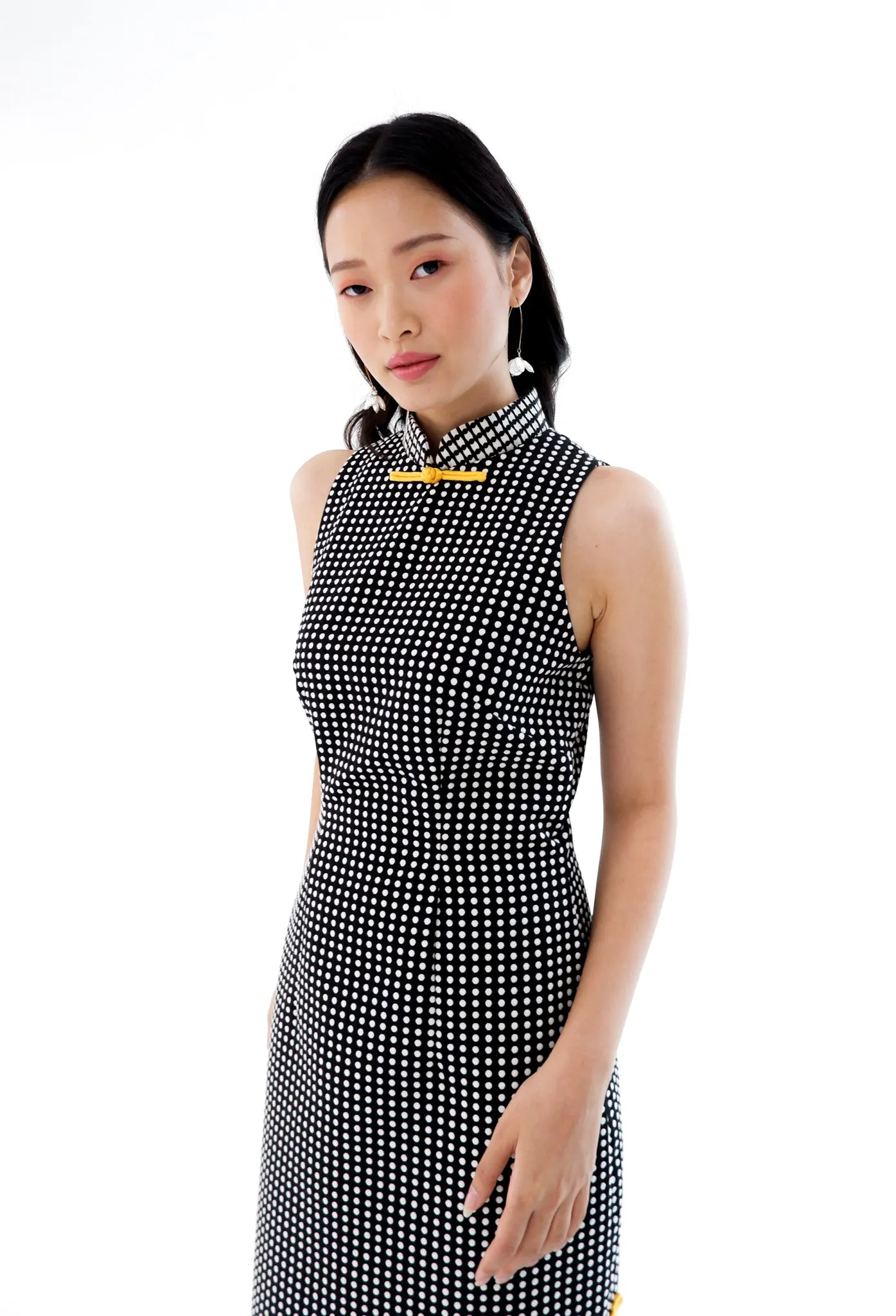 Monochrome Polka Dot Cheongsam