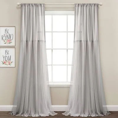 New - Set of 2 (84"x40") Tulle Skirt Solid Window Curtain Panels Light Gray - Lush Décor