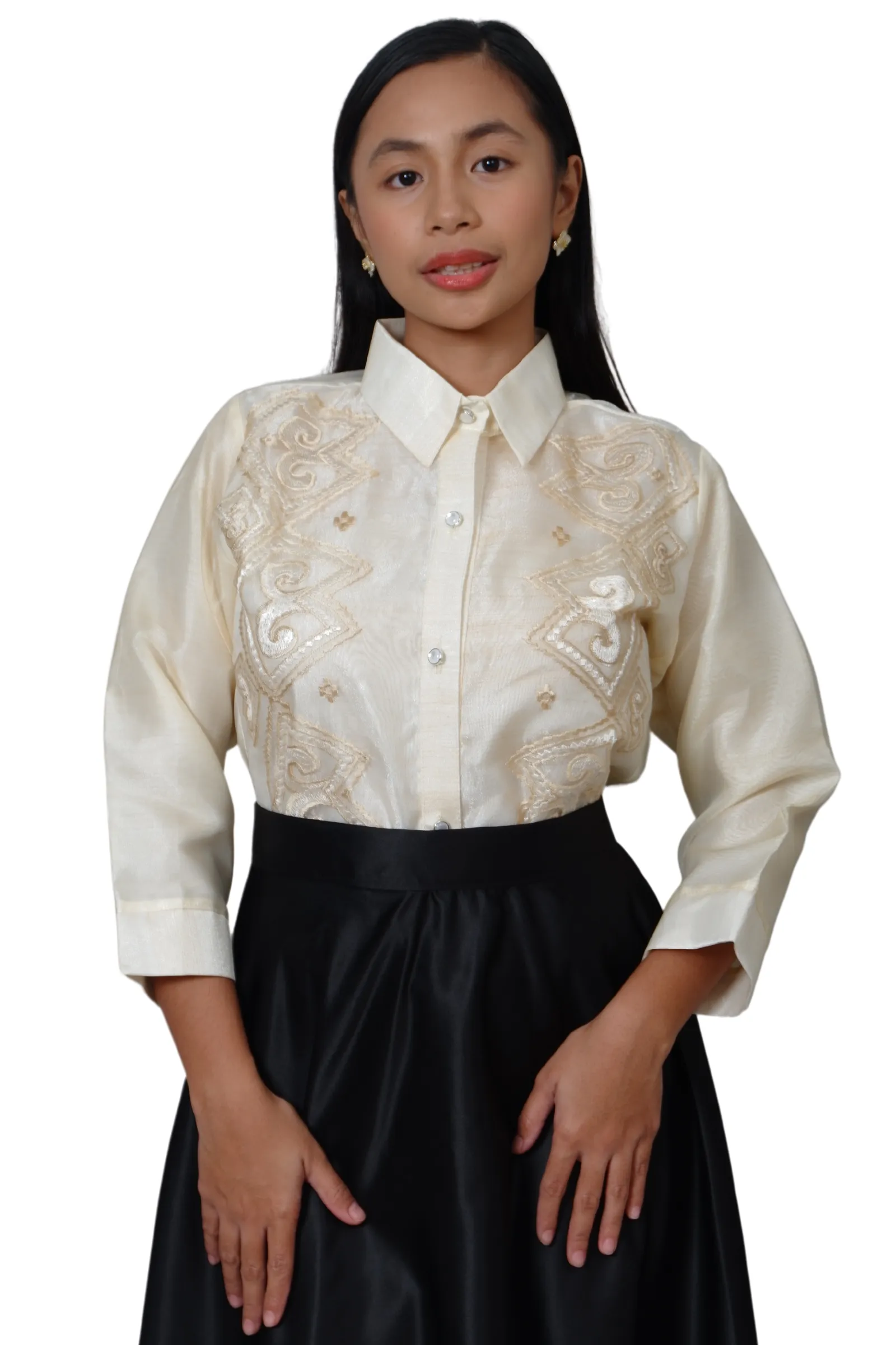 Organza Filipiniana Barong Tagalog Blouse - Regine JK01