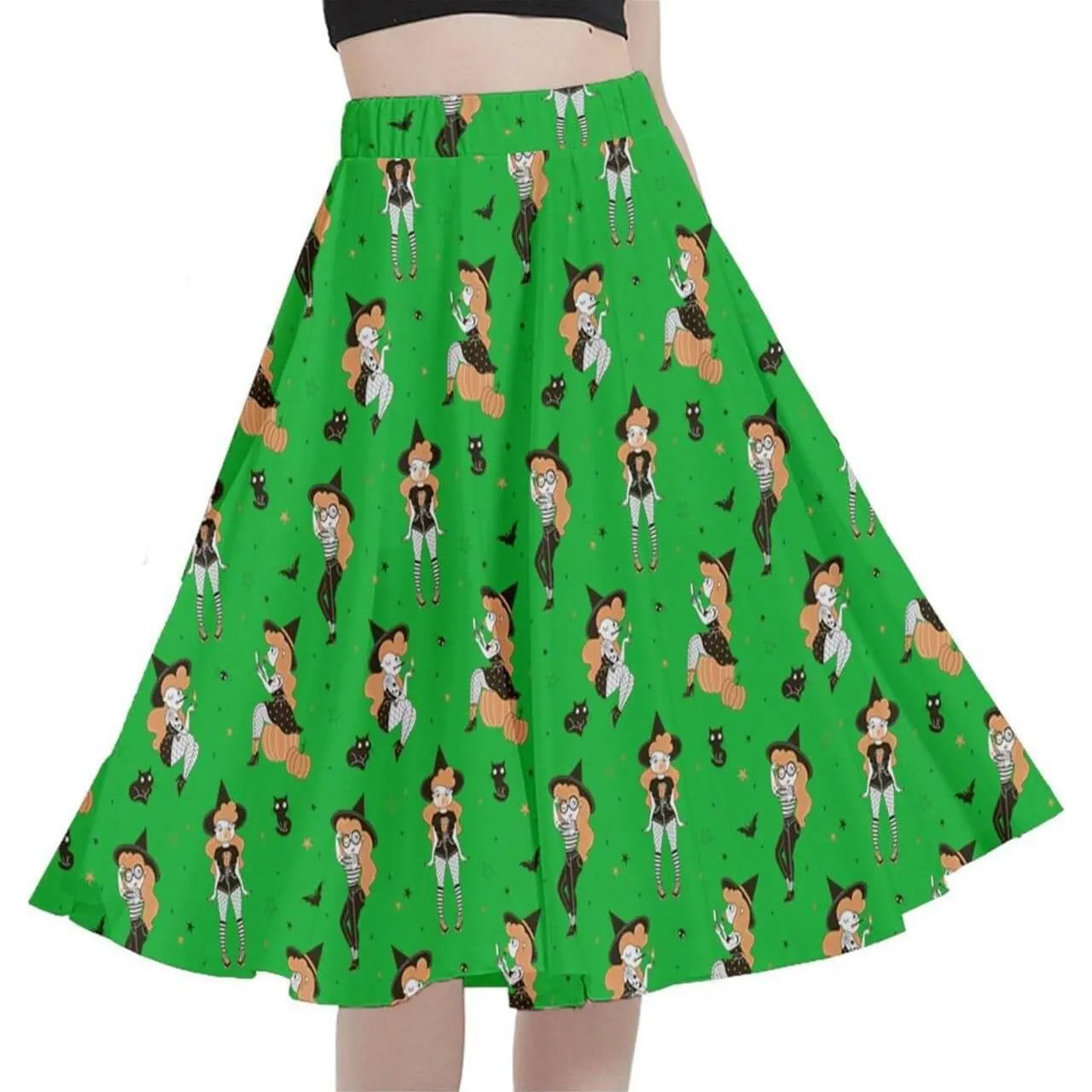 Pin Up Witch Full Circle Skirt