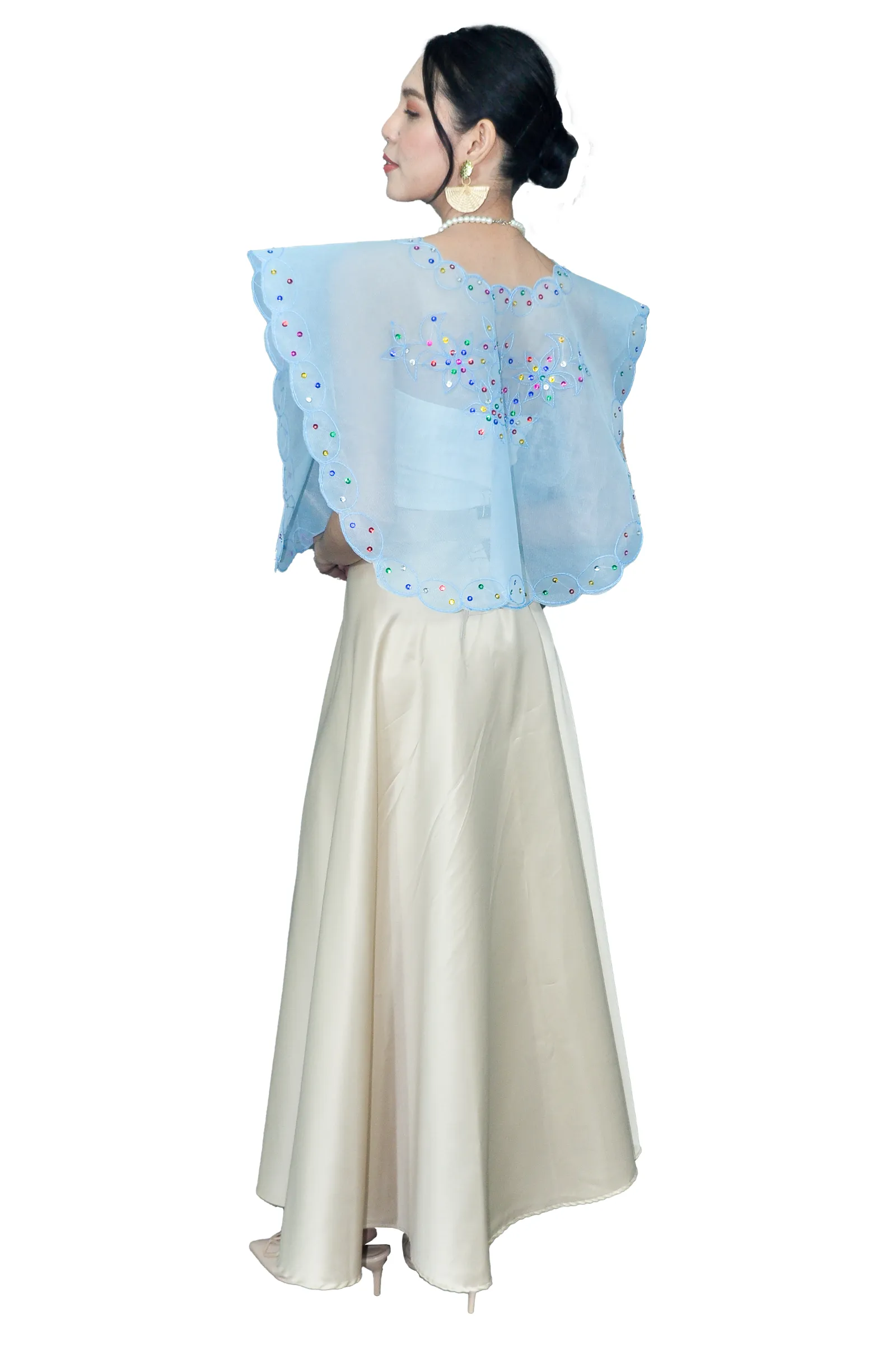 Sky Blue Kimona Filipiniana Top - Sola - JK16