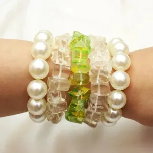 TFC Summer Green Beads & Pearls Bracelet Stack (Set of 5)