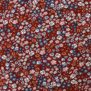 Viscose Lawn - Nostalgic Floral - Red - END OF BOLT 111cm