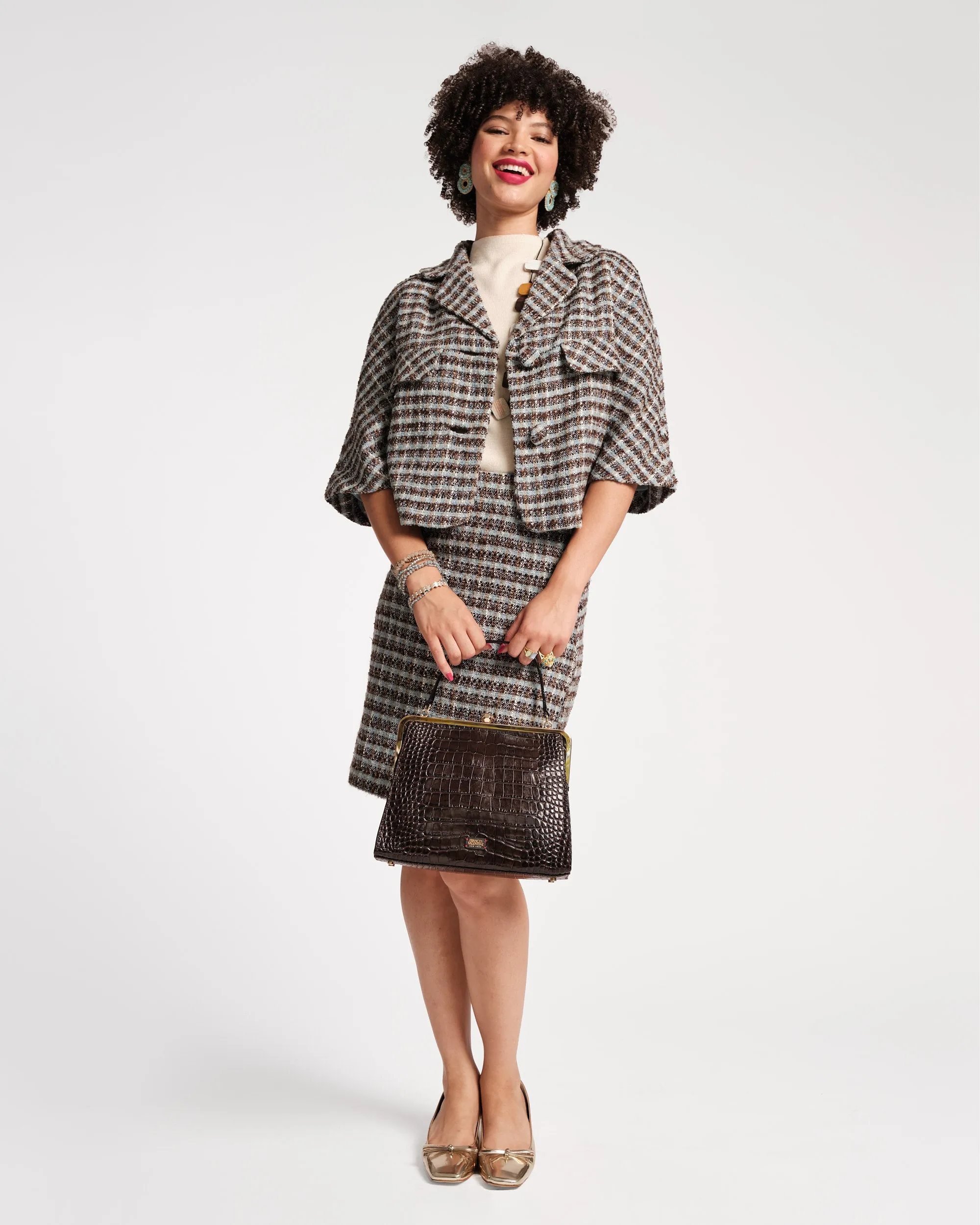 Wool Plaid Pencil Skirt